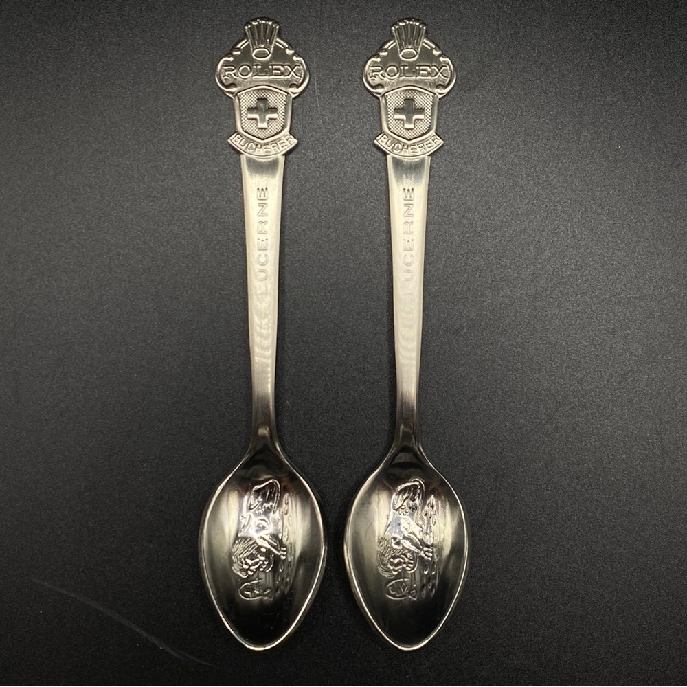Set Of 2 Rolex Lucerne Bucherer Of Switzerland Collector Spoons